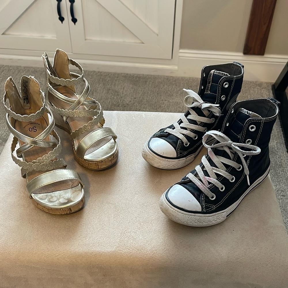 Girls converse and wedges